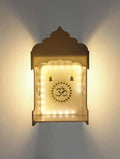 StarLaser Acrylic Temple with Light for Pooja Room Small Temple Wall Hanging Home Decoration (6x10 inch), White, Religious