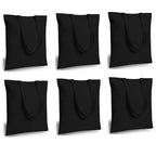 Lify Cotton Canvas Tote Bags Bulk Shopping Bag for Crafts, DIY Reusable Grocery Bag, 14 X 16 Inch – 6 Piece Pack (Black - 6Piece)