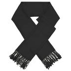 Women Large Soft Silky Pashmina Shawl Wrap Scarf in Plain Solid Colors, Black, 28x72