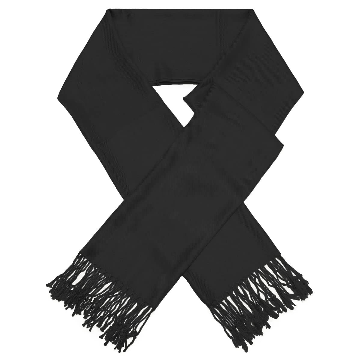 Women Large Soft Silky Pashmina Shawl Wrap Scarf in Plain Solid Colors, Black, 28x72