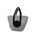 BEAUTIFUL HOMMIES Attractive Boho Bag | Large Tote Bag for Women - Summer Beach Bags | Jute Bamboo Tote - Grey-Black