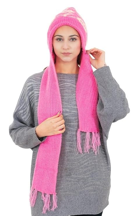 KmCho Pink Woolen Muffler for Women - Soft Warm Winter Scarf - Stylish & Cozy - (Pack of 1)