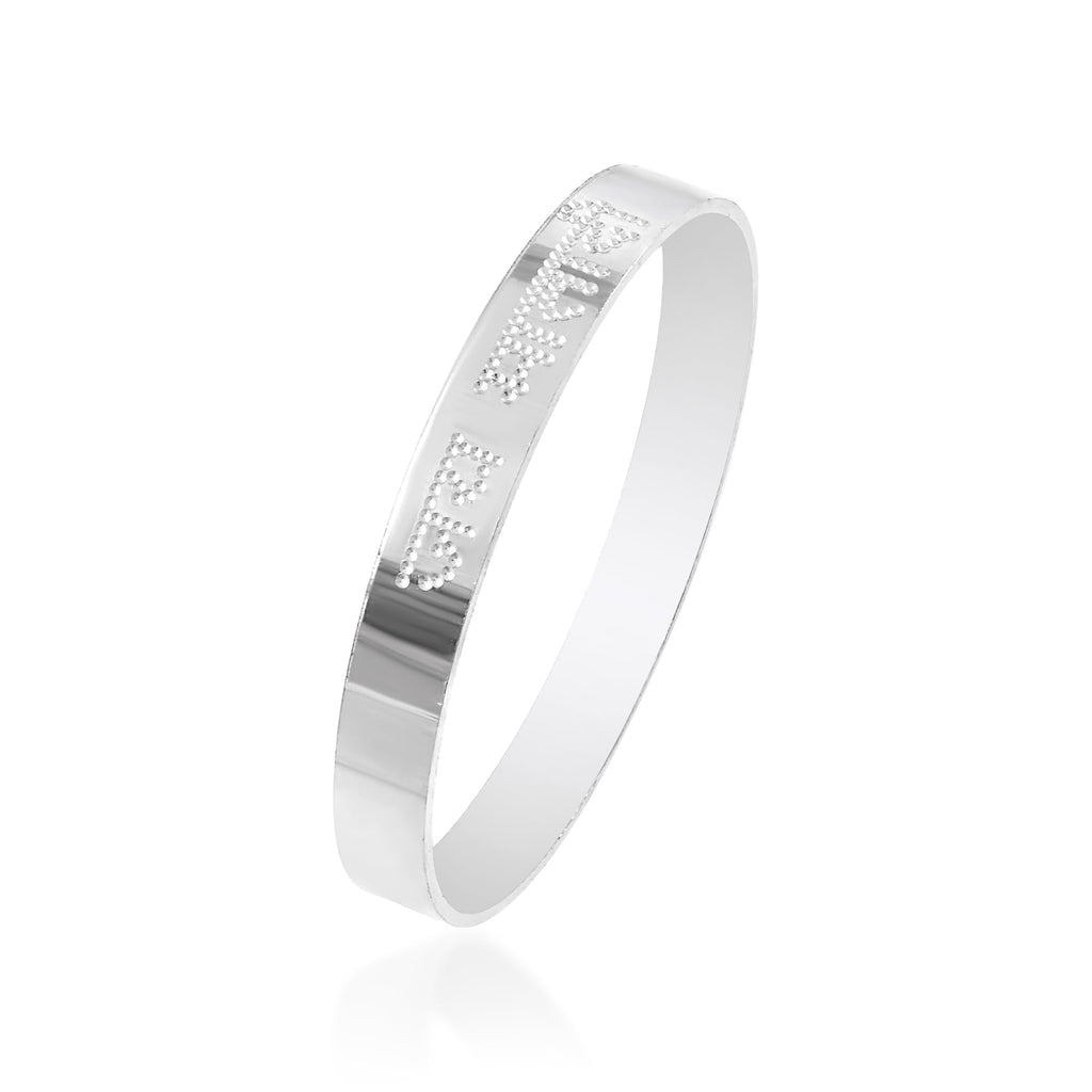 morir Silver-Tone Embossed Jai Mata Di Kids Kada Bangle Stylish Child Bracelet for Children Baby Boy and Baby Girl (Pack of 1 Piece)