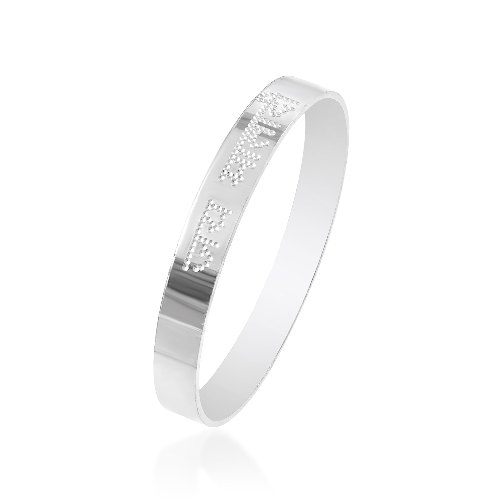morir Silver-Tone Embossed Jai Mata Di Kids Kada Bangle Stylish Child Bracelet for Children Baby Boy and Baby Girl (Pack of 1 Piece)