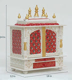 Jodhpur Handicrafts MDF Wood Home Temple Temple Pooja Cupboard for Home Pooja Mandir for Home Big Size 6 Feet (18 inch x 12 inch x 24 inch, White & Red)