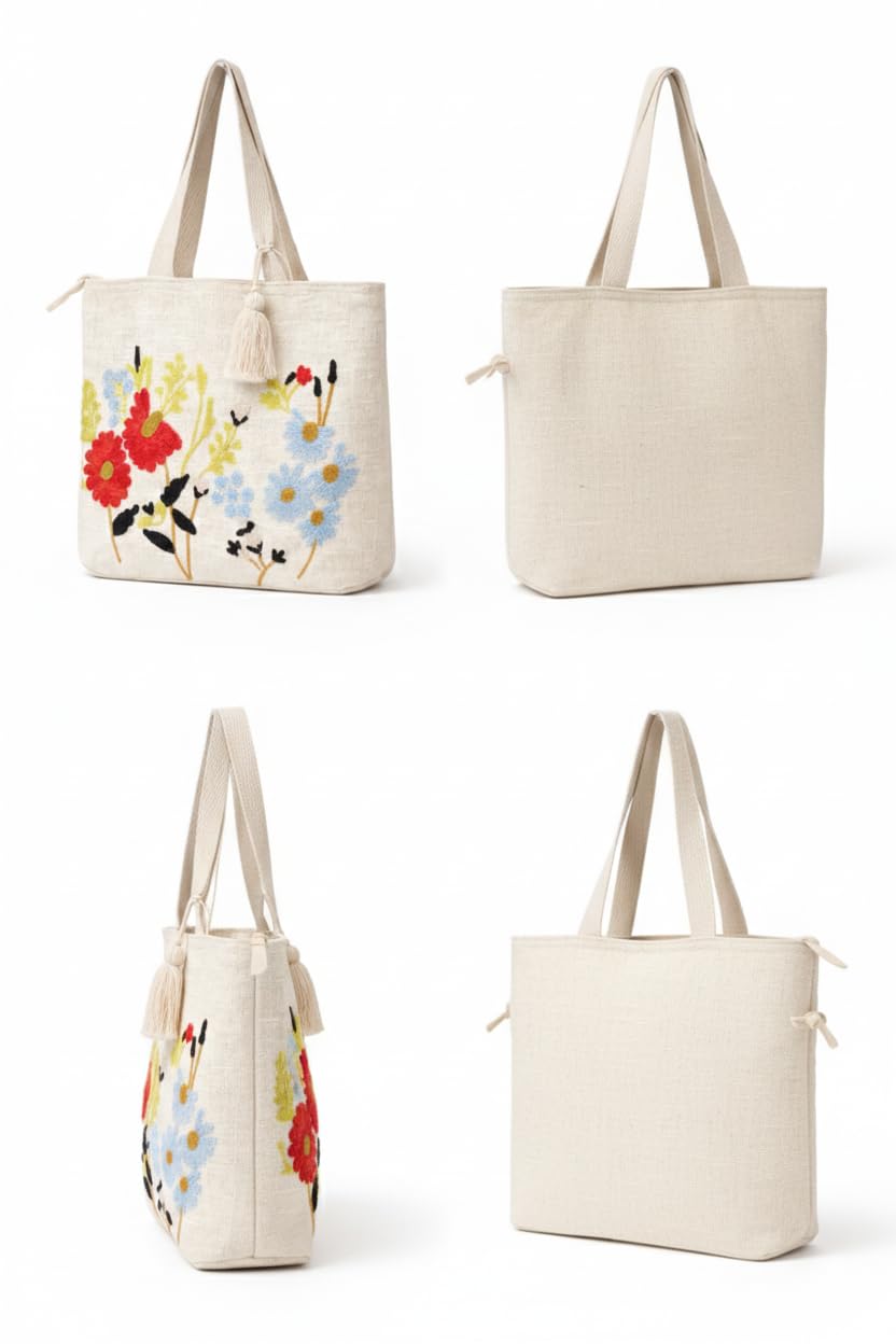 OLL OO LA LA BEAUTY Canvas Tote Bag for Women | Tote Bag | Pinterest Shoulder Bag | Cotton Shoulder Bag | Boho Tote Bags | Casual Daily Use Handbag for Office, College, Shopping & Travel - DGSN-08