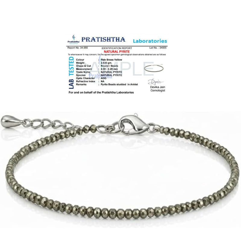 Arihant Gems & Jewels® Natural Pyrite Anklet for Women & Men | Healing Crystal Stone Anklet | Wealth, Protection & Positive Energy Bracelet | Adjustable Handmade Gemstone Jewelry.