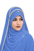 AL NOOR HIJAB Women's Pearl Chain Stone Hijab Scarf WIth Chiffon Dupatta