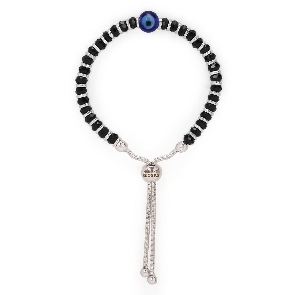 Osasbazaar Sterling Silver Nazariya Kadli Bracelet Adjustable with Evil Eye for Boys, Girls, Children, Baby (Black) - 90%-92.5% Purity Cerified.