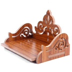 ZUPER Wood Fully Hand Crafted Carved Pattern Temple for Pooja Temple for Home and Office I Set-Top Box Stand I Wooden Stand for Puja (Brown-4) (Pack of 1)