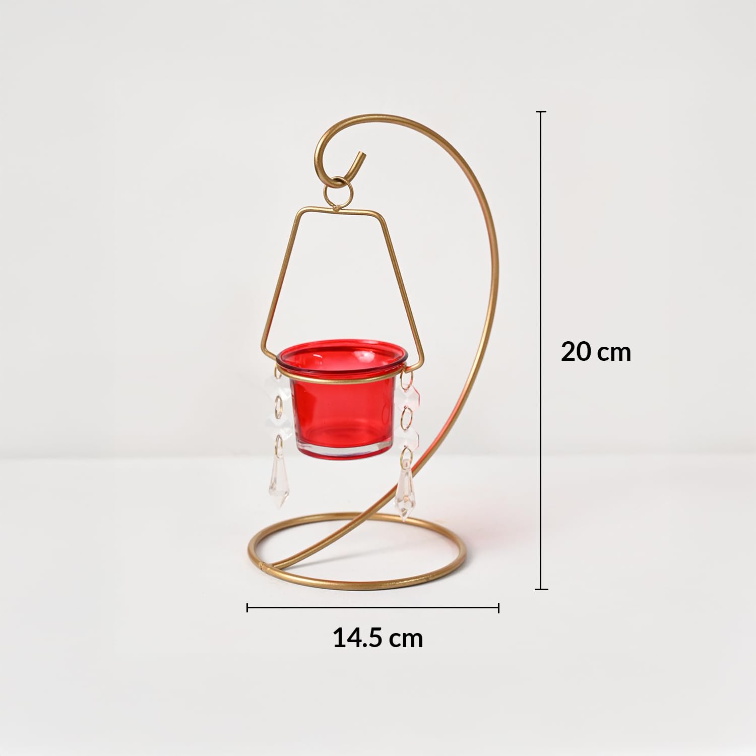 MARKET 99 Hanging T-Light Holder | Gold Metal Spiral S-Shape with Crystal Moon Design | Elegant Tealight Candle Holder for Home, Xmas & Christmas Décor, Balcony, Living Room & Festive Decoration