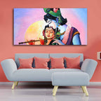 VIBECRAFTS Canvas Paintings for Living Room Drawing Room Colorful Wall Painting of Radha Krishna Fitted with Wooden Frame for Home|Office|Gift(PTVCH_2243)