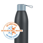Borosil Hydra 750ml Duomate Black Stainless Steel Bottle | 24 Hours Hot and Cold Double Wall Vacuum Insulated with Copper Coating | 1 Year Warranty