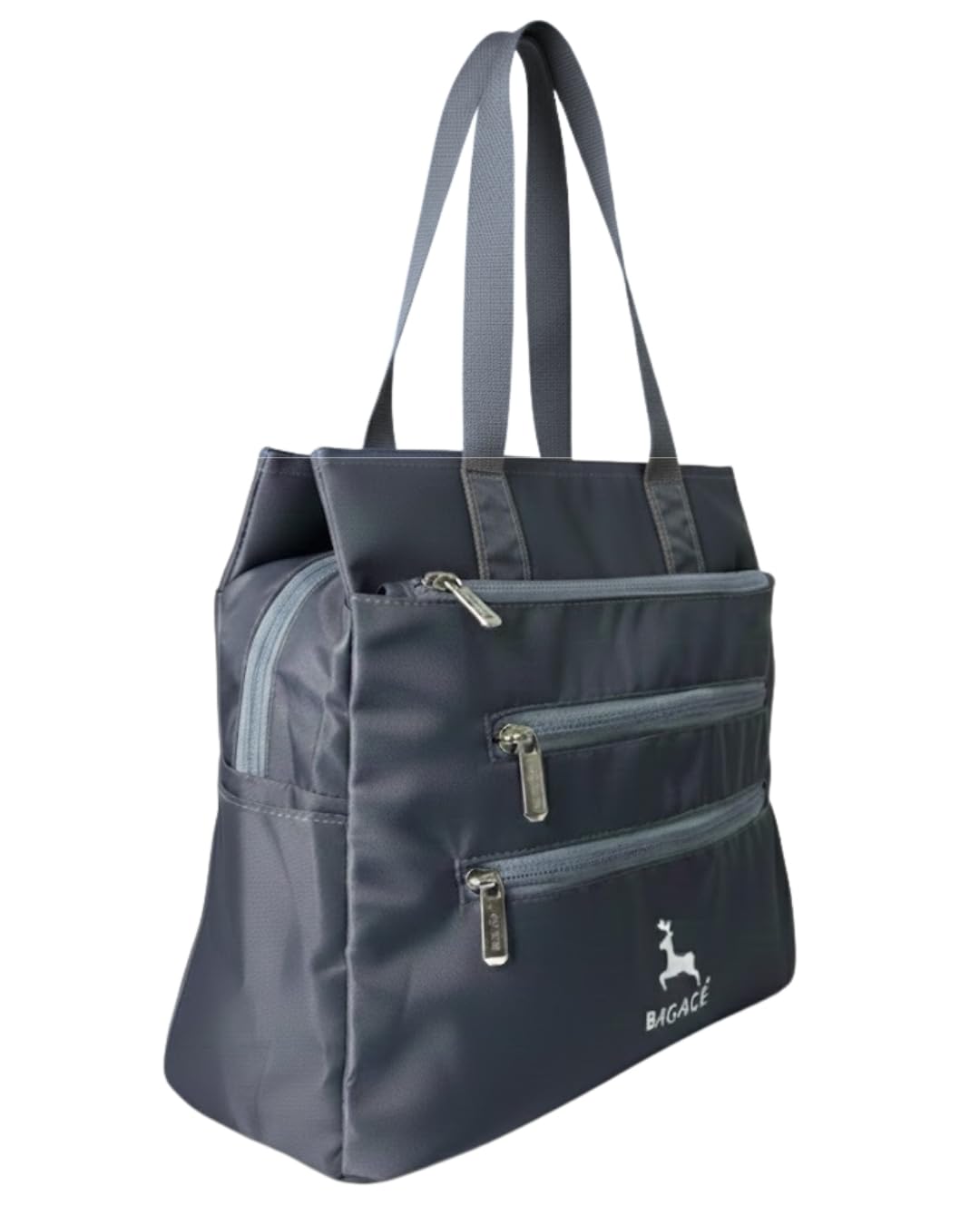 Bag-Age HB49 Multi-Pocket Tote Bag for Girls & Women, Water-Resistant Shoulder Bag with Umbrella Pocket for Daily Use, Handbag for Office, Travel, Shopping, Everyday Use (Grey)