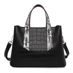 NAMCHI Luxury Leather Tote Handbag for Women Spacious, Stylish & Versatile – Perfect for Work & Travel (Black with white belt)