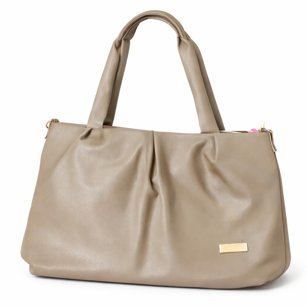 Elegant Green Faux Leather Shoulder Tote Bag for Women | Spacious Handbag with Dual Handles & Gold Accent | Everyday Office, Travel & Casual Use (Gray)