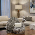 KridayKraft Designed with a Versatile Central Cavity, This Peacock Serves as a Stunning tealight Candle Holder, a mini Indoor Planter, a Unique Pen Stand,(Peacock Small Silver).