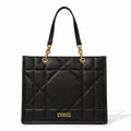 Fargo Matrix Tote Bag for Women | Vegan Leather Handbag with 15-Inch Laptop Compartment, Smooth Zip | Stylish Office, College & Daily Use Tote | Made in India (Black)