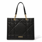 Fargo Matrix Tote Bag for Women | Vegan Leather Handbag with 15-Inch Laptop Compartment, Smooth Zip | Stylish Office, College & Daily Use Tote | Made in India (Black)