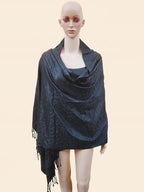 Rastogi Handicraft Large Pashmina Shawls & Wraps for Women Extra Soft Cashmere Feel Throw Womens Size 83 X 30 Inches, Black Shawl, 83 X 30