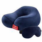 Trajectory Travel Neck Pillow with Sleeping Eye Mask Combo for Travelling and Sleeping in Airplane Flight, Cab, Car, Train, Bus for Men and Women Black (As seen on Shark Tank)