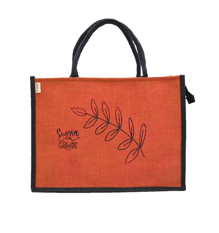 JUTEKA Printed Jute Bag for Lunch, Office, Grocery, Picnic, Tiffin, Shopping Hand Bag with padded cotton handles…