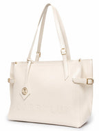 Carrylux Soft PU Textured Tote Bag for Women (Ivory)