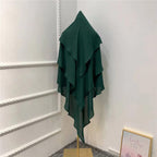 TRIPLE LAYER KHIMAR HIJAB/MULTI LAYER HIJAB/FULL SIZE KHIMAR LAYER (DARK GREEN)