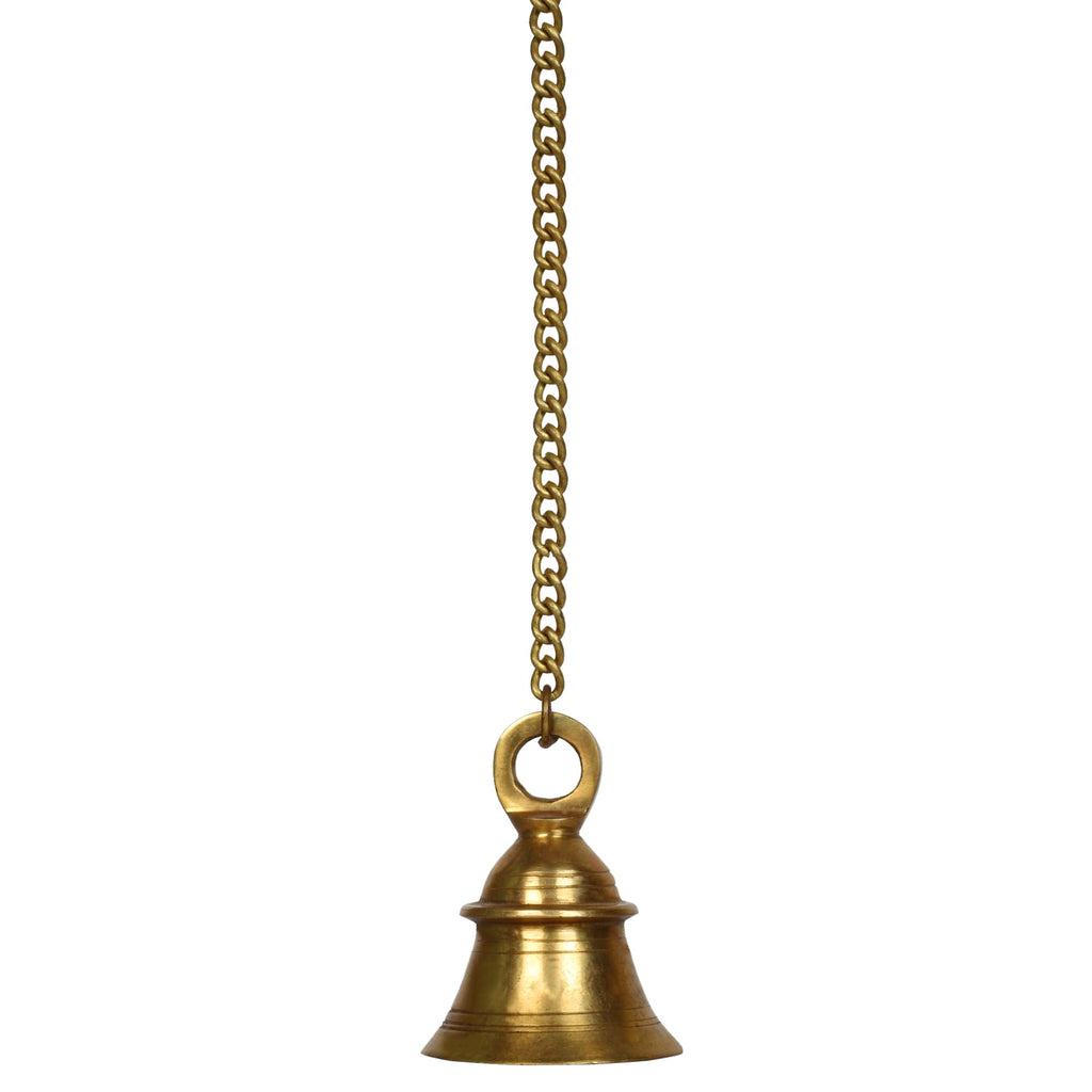 Svarup Brass Hanging Temple Bell with Chain Home Decor Wall Decor Ghanti for Pooja (Bell 4 Inch with Chain 22 Inch)
