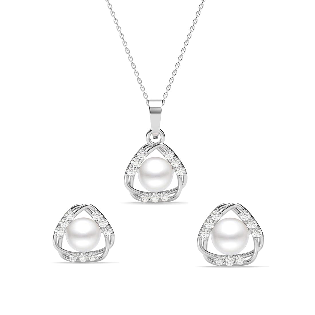Clara 925 Silver Zuha Freshwater Pearl Pendant Earrings Chain for Women