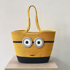 ROSSLYN Minion Design Handmade Cotton Dori Retro Tote Bag - Collectable & Reusable For Tote Women (Pack Of 1), Yellow