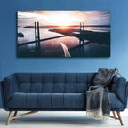 VIBECRAFTS Canvas Paintings for Living Room Drawing Room Bridge In Sunset Canvas Wall Painting Fitted With Wooden Frame for Home | Office | Gift (PTVCH_2418)