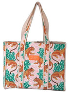 Cotton Tote bag for Women | Shoulder Bag | Reversible Bag | Durable Shopping bag | Reusable Grocery Bags | Eco friendly Bags| Handmade Cotton Bag | Stylish Quilted handBag (Tiger)