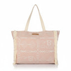 ENSAC Tote SUNSHINE Women’s Canvas Tote Bag Sage Green with White Elephant Print & Fringe Sides | Large Eco-Friendly Shoulder Bag for Shopping, Travel & College