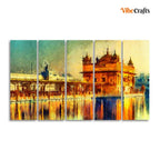 VIBECRAFTS Golden Temple 5 Pieces Canvas Wall Painting For Home | Office | Living Room | Gift (PTVC5Pcs4_8540)