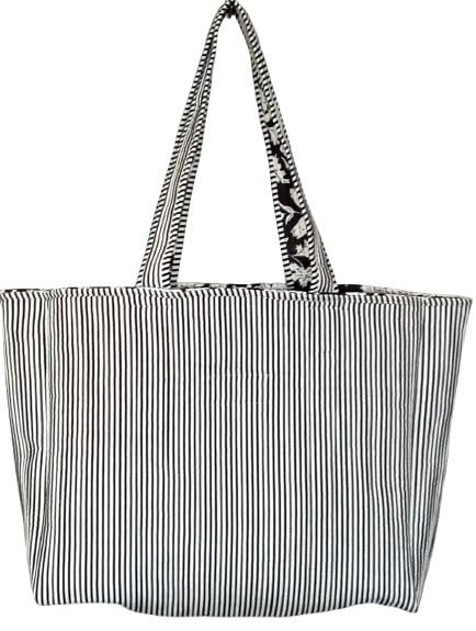 Cotton Tote bag for Women | Shoulder Bag | Reversible Bag | Durable Shopping bag | Reusable Grocery Bags | Eco friendly Bags| Handmade Cotton Bag | Stylish Quilted handBag (White Black)