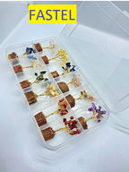 Fastel® Handcrafted Authentic Gemstone Tree Set of 12 Mini Natural Multi Crystal Tree for Reiki Healing Good Luck, Home Office Decor Gift with Golden Wire and 15 Beads Size (Small Size)