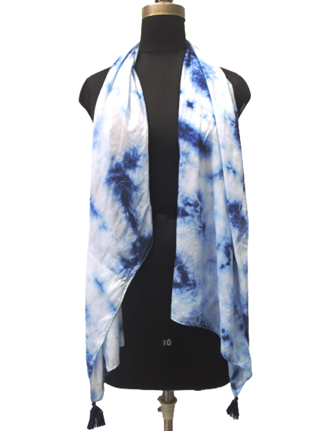 DESI BUTIK Alluring Muslin Tie-Dye Printed Dark Blue Everyday Light-weight Scarves/Stoles for Women SCARF101
