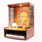 LET'S DIY Wooden Handcrafted Temple with OM Carving | Traditional Home Mandir for Home & Office (Pack of 1)