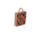 Jute Shopping Grocery Printed Bag with Cotton Rope Handle for Men and Women with Zip (Multicolor)