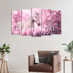 VIBECRAFTS Beautiful White Horse Premium Wall Painting of Five Pieces For Home|Office|Living Room|Gift (PTVC5Pcs2_6557)