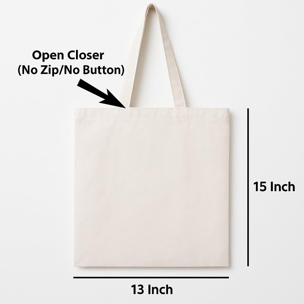 Bhoomi Impex Cotton Bags, Natural Cotton, Large Shopping Bags with Long Handles, Set of 2, Off-White Tote Bag for Women/Girls | Multipurpose Bags for School/Gym/Shopping