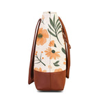 The Purple Tree Women Handcrafted Tote with Vegan Leather Handles & Indian Prints, Spring Flowers Shoulder Casual Bag for Office and College, Oversized Tote