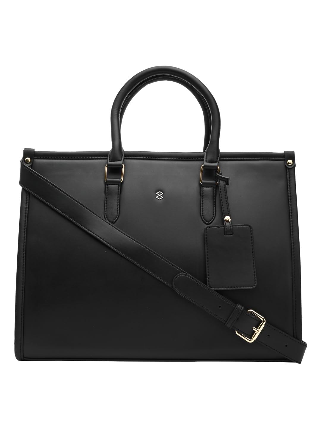 HORRA Women's 13 Inch Laptop Bag With Padded Compartment- Black | Faux Leather Laptop Handbag for Office| For College | For work Latest Stylish Ladies Laptop Handbag