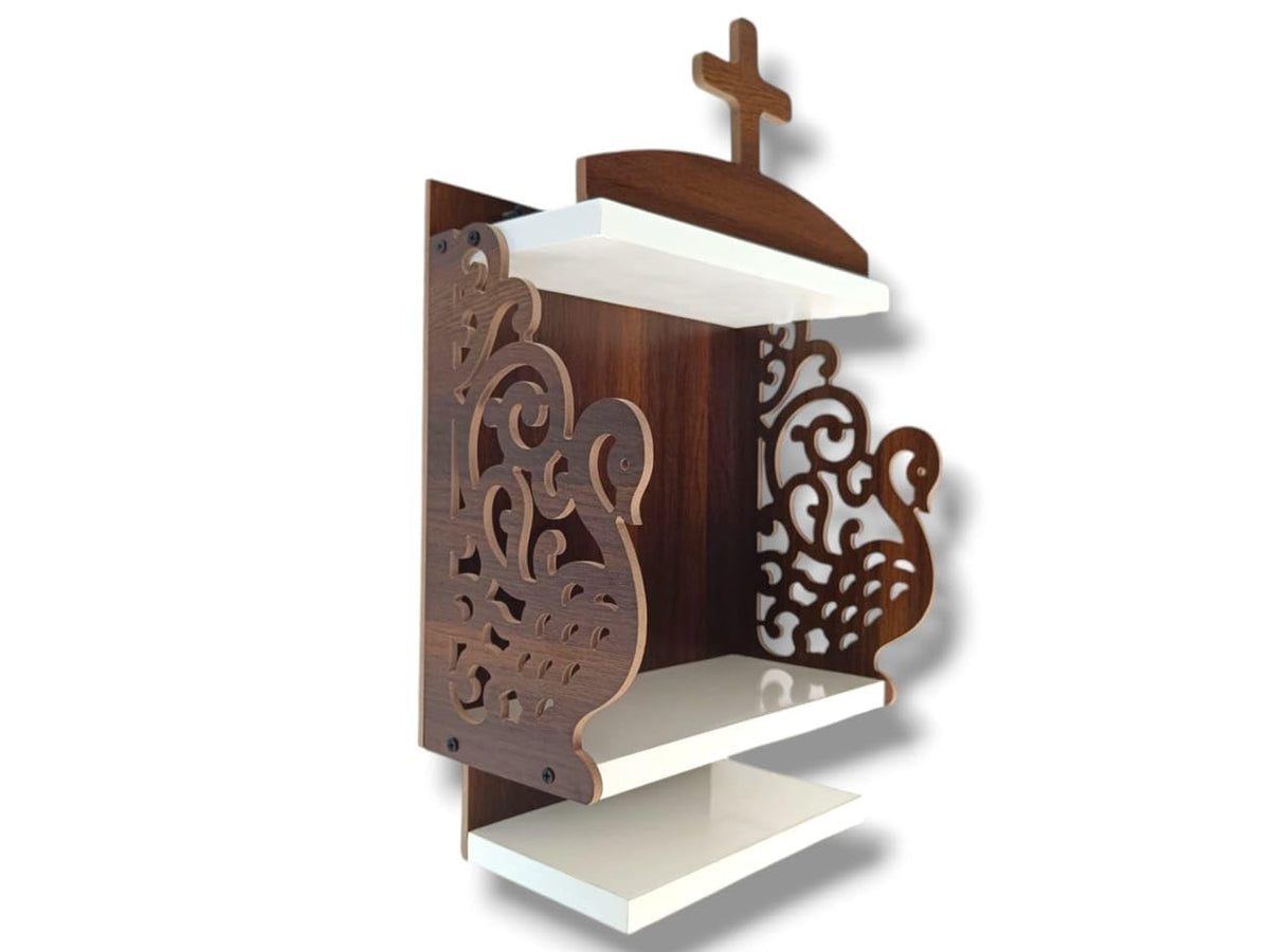 Peacock Wall Mount Christian Cross Temple, Jesus Prayer Wall Mount Temple, Christian Christ Temple, Home and Office Temple