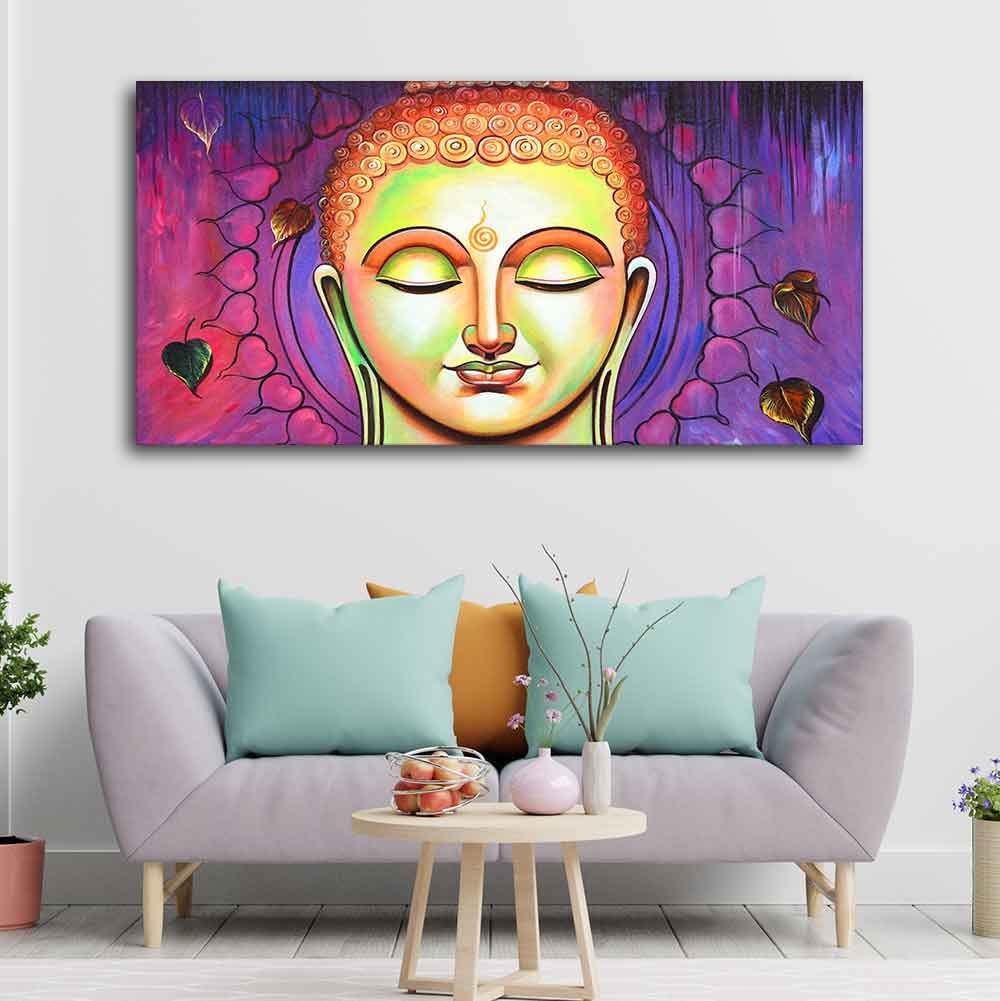 VIBECRAFTS Canvas Paintings for Living Room Drawing Room Spiritutal Buddha Meditating Canvas Wall Painting Fitted With Wooden Frame for Home | Office | Gift (PTVCH_2427)