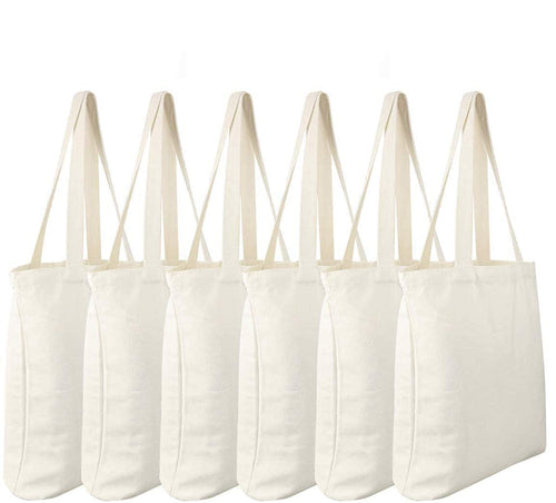 . 91950 Canvas Tote Bags,Heavy Duty and Strong ENVIRONMENT FRIENDLY Shopping Grocery Bag Blank Cotton Bags for Decorating Crafts (Beige, 13.6x 15.3) 6 Pack