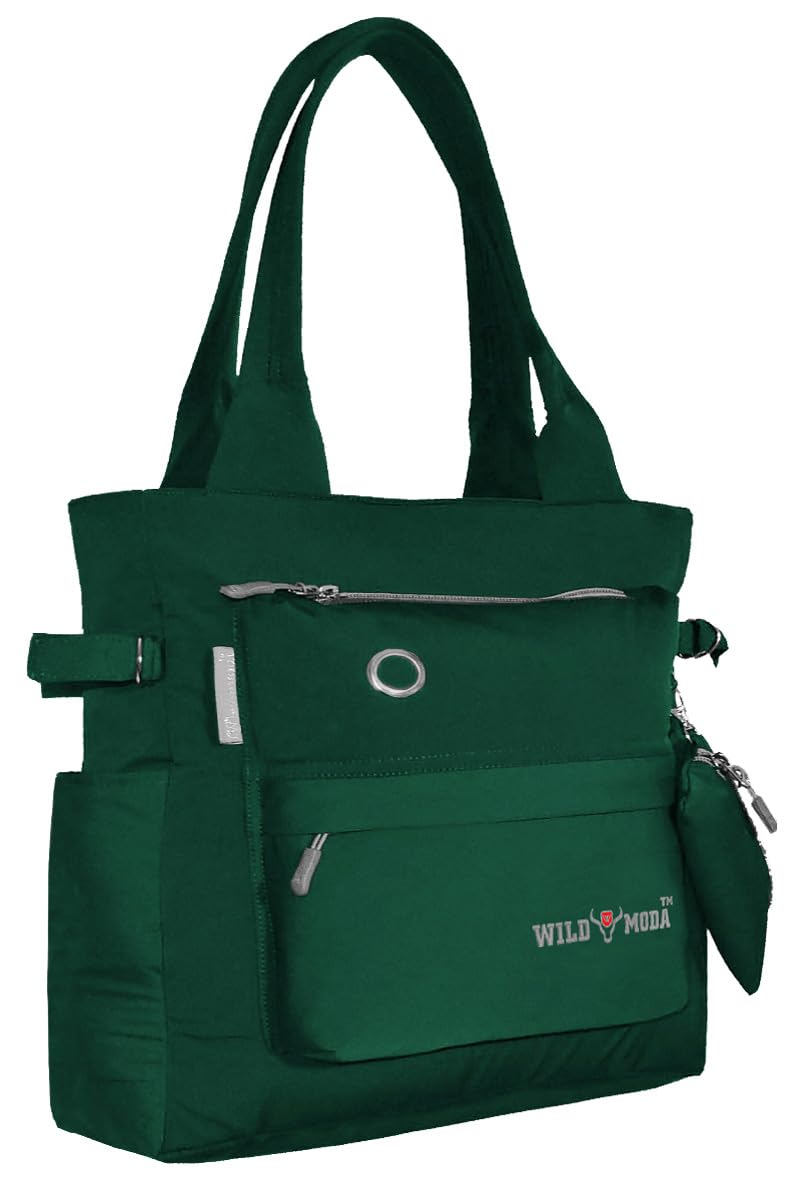 WILD MODA College and Office Tote Bag for Girls and Women (Green)