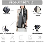 Alexvyan Satin Silk Summer Scarves 170 x 84 cm, Black & Grey Colour with Stitched Border, Lightweight Fashion Scarf for Women Sun Protection Stole