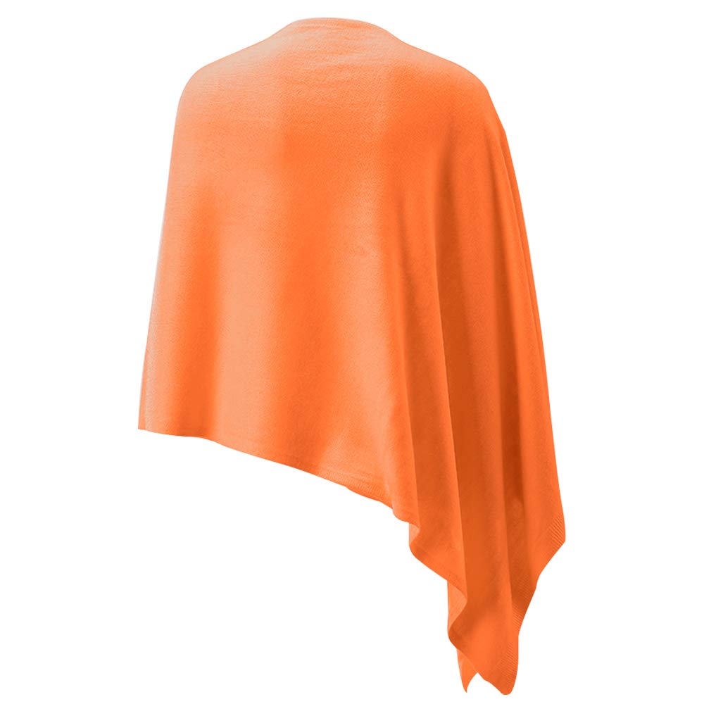 Women Ponchos Sweater Versatile Lightweight Solid Knitted Shawl Wrap Scarf Cape Accessories for Womens Light Orange